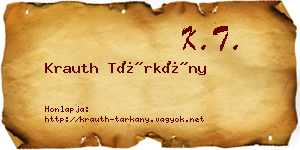 Krauth Tárkány névjegykártya